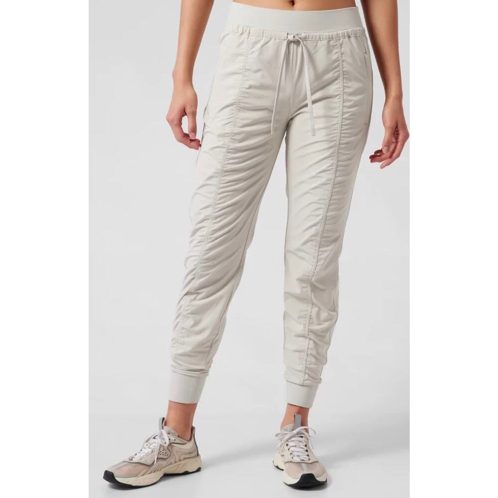 Athleta Light Beige Ruched Track Joggers